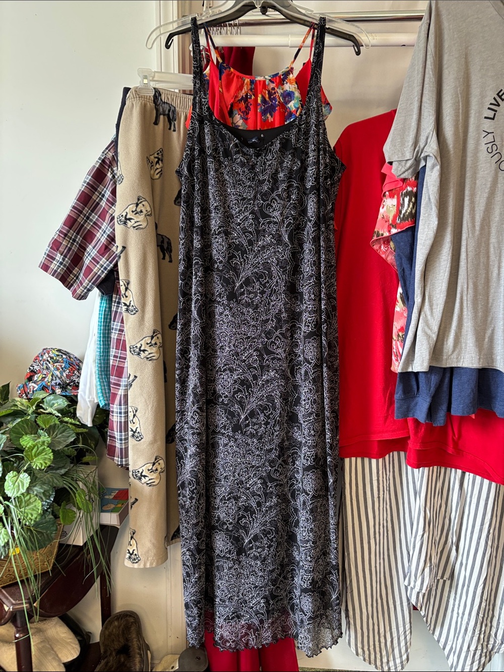 Black Paisley Maxi Slip Dress - Elegant Women's Maxi, with a call out- pictured